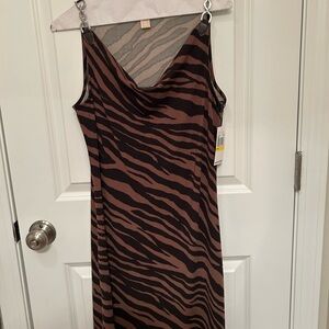 Michael Kors Black and Brown Animal Print Midi Dress Beautiful dress for 🐣